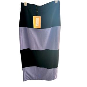 NWT- Pearl by‎ LelaRose Color Block Jersey Pencil Skirt Size 4 Navy/Periwinkle